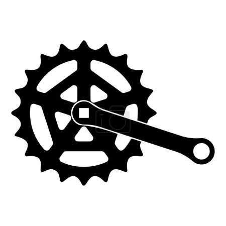 Illustration for Crankset cogwheel sprocket crank length with gear for bicycle cassette system bike icon black color vector illustration image flat style simple - Royalty Free Image