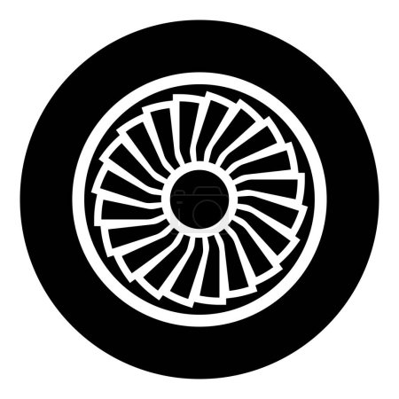Turbine Flugzeug Turbomaschine Strahltriebwerk Flugzeug Motor Fan Flugzeug Symbol schwarze Farbe Vektor Illustration Bild flachen Stil einfach
