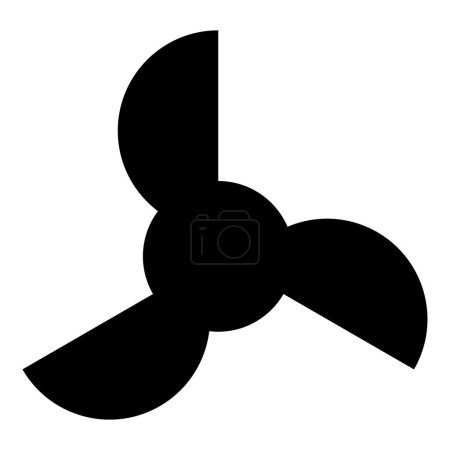 Ilustración de Tornillo de la turbina del ventilador de la hélice de la nave icono de tres palas negro vector ilustración imagen estilo plano simple - Imagen libre de derechos