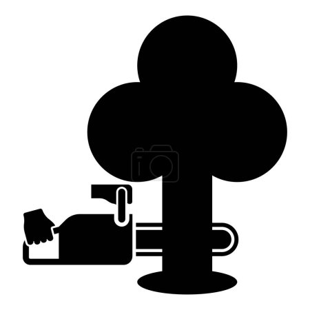 Illustration for Chainsaw sawing tree woodchopper concept lumberjack arborist cutting deforestation prunes sprinking icon black color vector illustration image flat style simple - Royalty Free Image