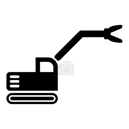 Ilustración de Sloopkraan máquina de construcción demoler demolición corte cuchillo grúa camión icono negro color vector ilustración imagen plana estilo simple - Imagen libre de derechos