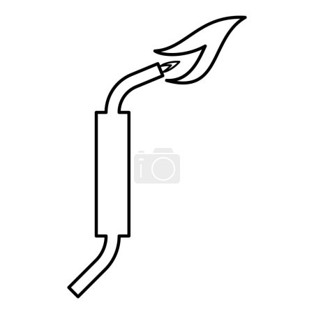 Illustration for Gas burner blowtorch with flame industrial equipment contour outline line icon black color vector illustration image thin flat style simple - Royalty Free Image