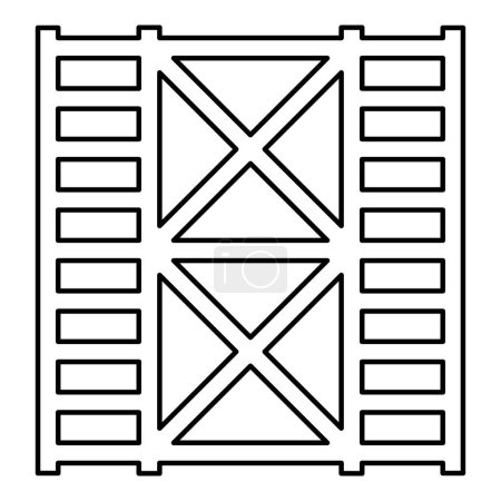Illustration for Scaffolding prefabricated construction frame floors two 2 contour outline line icon black color vector illustration image thin flat style simple - Royalty Free Image