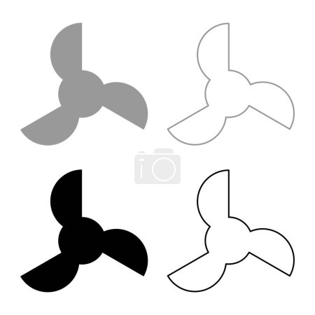 Illustration for Screw of ship propeller fan turbine three-bladed set icon grey black color vector illustration image simple solid fill outline contour line thin flat style - Royalty Free Image