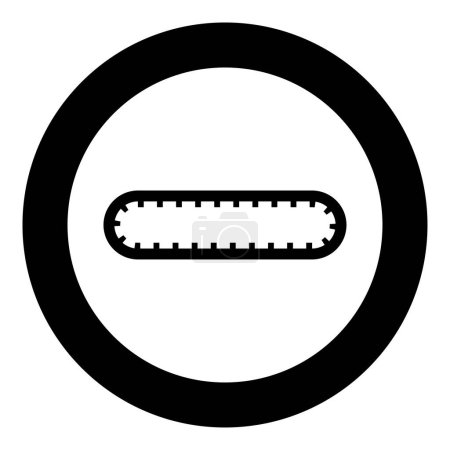 Illustration for Strap for engine toothed belt for gear cambelt timing gas distribution mechanism icon in circle round black color vector illustration image solid outline style simple - Royalty Free Image