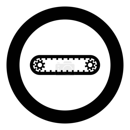 Téléchargez les illustrations : Strap for engine toothed drive belt for gears cambelt timing gas distribution mechanism icon in circle round black color vector illustration image solid outline style simple - en licence libre de droit