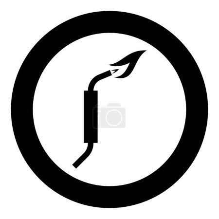Illustration for Gas burner blowtorch with flame industrial equipment icon in circle round black color vector illustration image solid outline style simple - Royalty Free Image