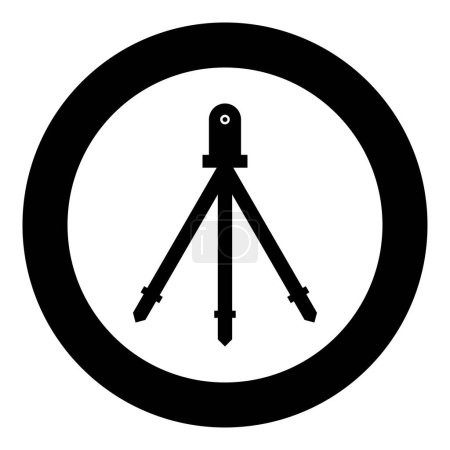 Illustration for Laser level tool measure building on tripod engineering equipment device for builder construction tool icon in circle round black color vector illustration image solid outline style simple - Royalty Free Image