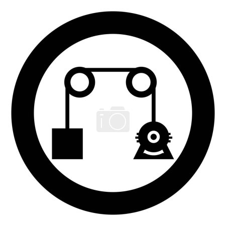 Ilustración de Icono del motor de gravedad en círculo redondo color negro vector ilustración imagen contorno sólido estilo simple - Imagen libre de derechos