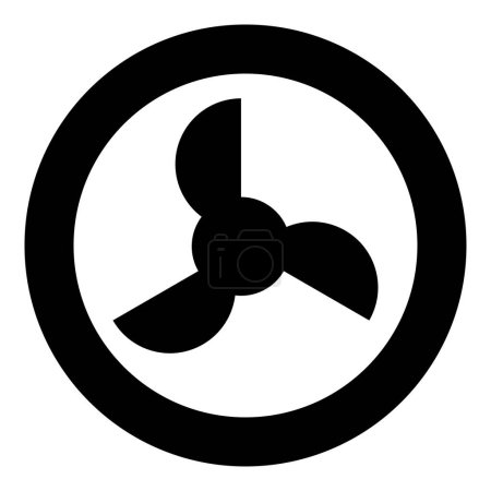 Ilustración de Screw of ship propeller fan turbine three-bladed icon in circle round black color vector illustration image solid outline style simple - Imagen libre de derechos