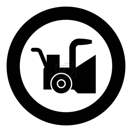 Illustration for Snowblower snow clear machine snowplow truck plough clearing vehicle equipped seasons transport winter highway service equipment clean icon in circle round black color vector illustration image solid outline style simple - Royalty Free Image