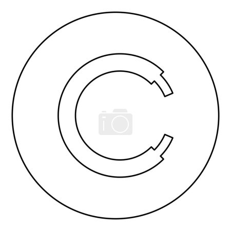 Illustration for Rope line hawser cable electric circle shape for car icon in circle round black color vector illustration image outline contour line thin style simple - Royalty Free Image