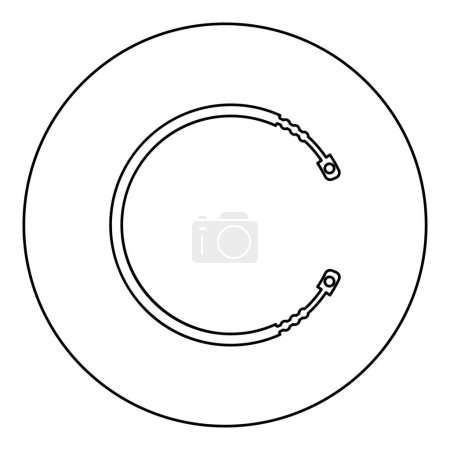 Illustration for Cable for clutch car pull manual transmission rope part icon in circle round black color vector illustration image outline contour line thin style simple - Royalty Free Image