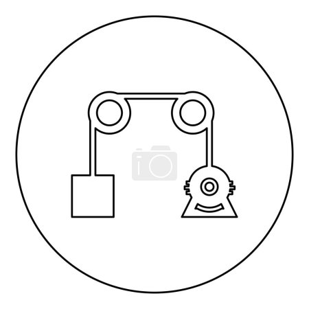 Ilustración de Icono del motor de gravedad en círculo redondo color negro vector ilustración contorno de la imagen línea delgada estilo simple - Imagen libre de derechos
