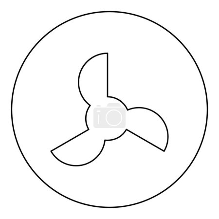 Ilustración de Tornillo del ventilador de la hélice de la nave turbina icono de tres palas en círculo redondo vector de color negro ilustración contorno de la imagen línea estilo delgado simple - Imagen libre de derechos
