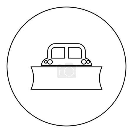 Illustration for Snowblower snow clear machine snowplow truck plough clearing vehicle equipped seasons transport winter highway service equipment clean icon in circle round black color vector illustration image outline contour line thin style simple - Royalty Free Image