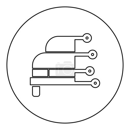 Illustration for Car diagnosis service hardware computer diagnostics condition concept high technology tech autoscanning analysis repair icon in circle round black color vector illustration image outline contour line thin style simple - Royalty Free Image