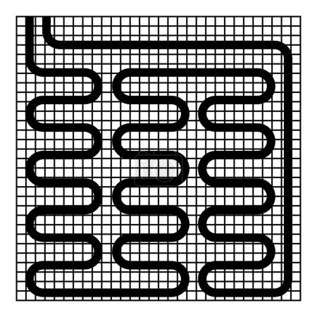 Elektrische Fußbodenheizung warm beheiztes Symbol schwarz Farbvektor Illustration Bild flachen Stil einfach