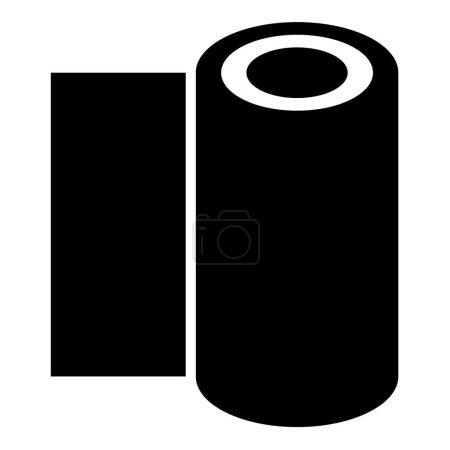 Roll paper towel disposable wrap wallpaper fabric tissue office equipment icon black color vector illustration image flat style simple