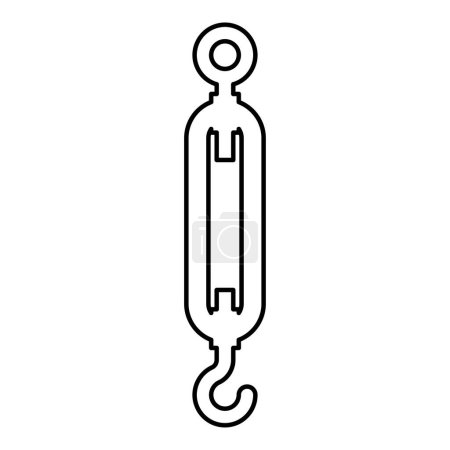 Turnbuckle tensioning wire concept hardware contour outline line icon black color vector illustration image thin flat style simple