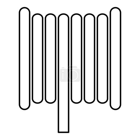 Kabelspule Drahtspule Spule Kontur Kontur Umriss Symbol schwarze Farbe Vektor Illustration Bild dünn flachen Stil einfach