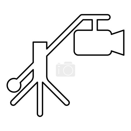 Camera crane video movie dv camcorder television contour outline line icon black color vector illustration image thin flat style simple