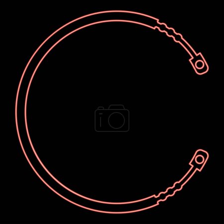 Illustration for Neon cable for clutch car pull manual transmission rope part red color vector illustration image flat style light - Royalty Free Image