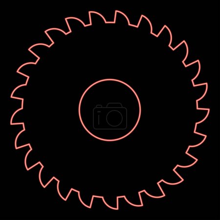 Couteau rond néon meule circulaire disque de scie couleur rouge vecteur illustration image plat style lumière