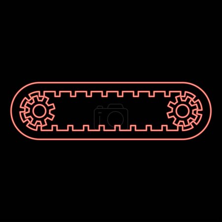 Illustration for Neon strap for engine toothed drive belt for gears cambelt timing gas distribution mechanism red color vector illustration image flat style light - Royalty Free Image