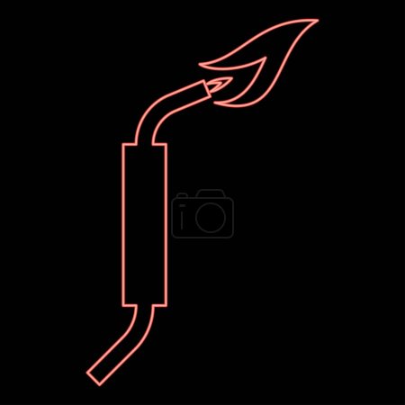 Illustration for Neon gas burner blowtorch with flame industrial equipment red color vector illustration image flat style light - Royalty Free Image