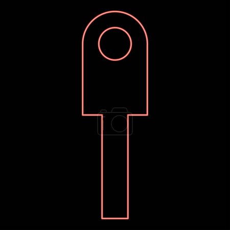 Neon cable lug electrical contact and wire club connector bolt connection crimp terminal red color vector illustration image flat style light