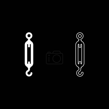 Turnbuckle tensioning wire concept hardware set icon white color vector illustration image simple solid fill outline contour line thin flat style