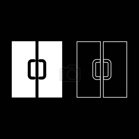 Double door exit doorway set icon white color vector illustration image simple solid fill outline contour line thin flat style