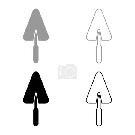 Trowel stucco trowels set icon grey black color vector illustration image simple solid fill outline contour line thin flat style