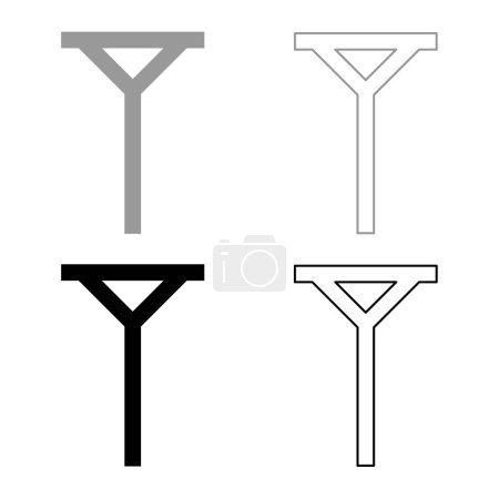 Power line electric pole electric power transmission concept high voltage wire row of pillars set icon grey black color vector illustration image simple solid fill outline contour line thin flat style