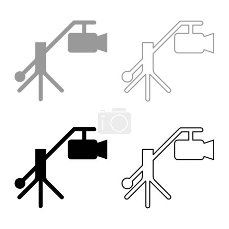 Camera crane video movie dv camcorder television set icon grey black color vector illustration image simple solid fill outline contour line thin flat style