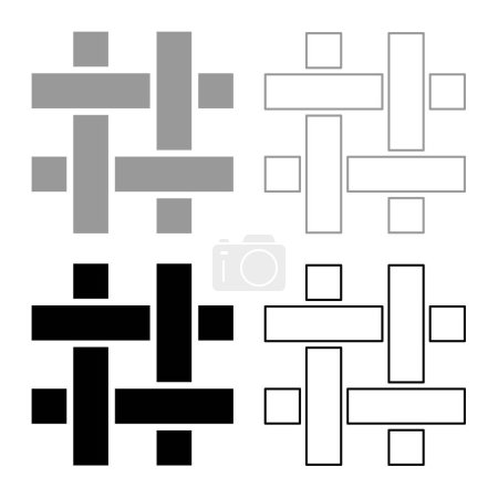 Textil tela lino textura tejido conjunto icono gris color negro vector ilustración imagen simple relleno sólido contorno contorno línea delgado estilo plano