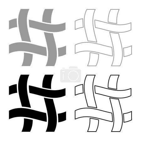 Textil tela lino textura tejido conjunto icono gris color negro vector ilustración imagen simple relleno sólido contorno contorno línea delgado estilo plano