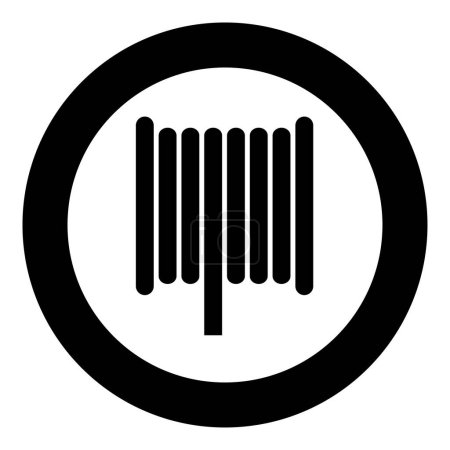 Illustration for Cable coil wire reel spool icon in circle round black color vector illustration image solid outline style simple - Royalty Free Image