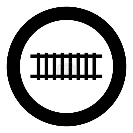 Railway track railroad path rail train subway metro tram transportation concept icon in circle round black color vector illustration image solid outline style simple