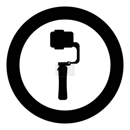 Gimbal mobilen Stabilisator für Smartphone-Kamera Handy stetige Nockensymbol im Kreis runde schwarze Farbvektor Illustration Bild solide Umriss Stil einfach