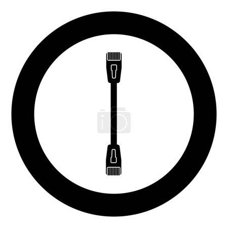 Ilustración de Parche cable camino cable ethernet tecnología rj45 icono concepto neto en círculo redondo color negro vector ilustración imagen sólido contorno estilo simple - Imagen libre de derechos