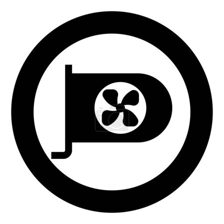 Graphic card GPU PC personal computer hardware components icon in circle round black color vector illustration image solid outline style simple