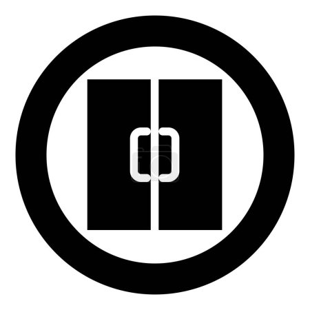 Double door exit doorway icon in circle round black color vector illustration image solid outline style simple