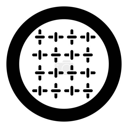 Textil tela lino textura tejida icono en círculo redondo color negro vector ilustración imagen contorno sólido estilo simple