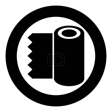 Rouleau papier essuie-tout jetable papier peint tissu tissu matériel de bureau icône en cercle couleur noire ronde vecteur illustration image style contour solide simple