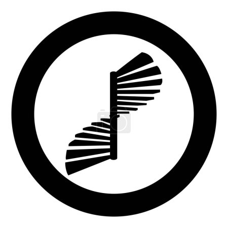 Escalera de caracol escalera circular icono en círculo redondo color negro vector ilustración imagen contorno sólido estilo simple