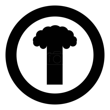 Nuclear explosion burst mushroom explosive destruction icon in circle round black color vector illustration image solid outline style simple