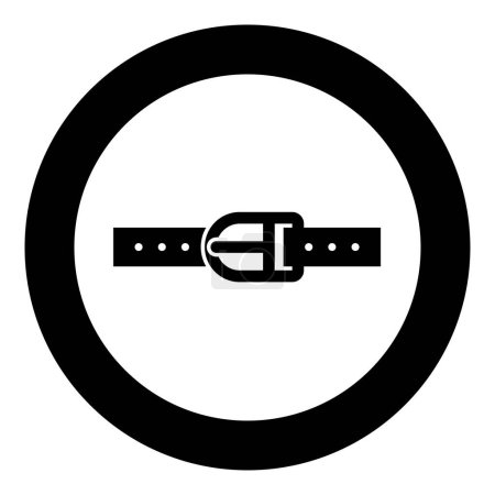 Cinturón de los pantalones correas de cuero con hebilla icono del pantalón en círculo redondo negro vector ilustración imagen contorno sólido estilo simple