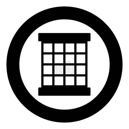 Gefangene Fenster Gitter Gefängnis Gitter Gefängniskonzept Symbol im Kreis runde schwarze Farbe Vektor Illustration Bild solide Umriss Stil einfach